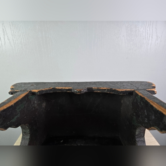 Rustic Black and Brown Wooden Stool - Picture 8 of 10